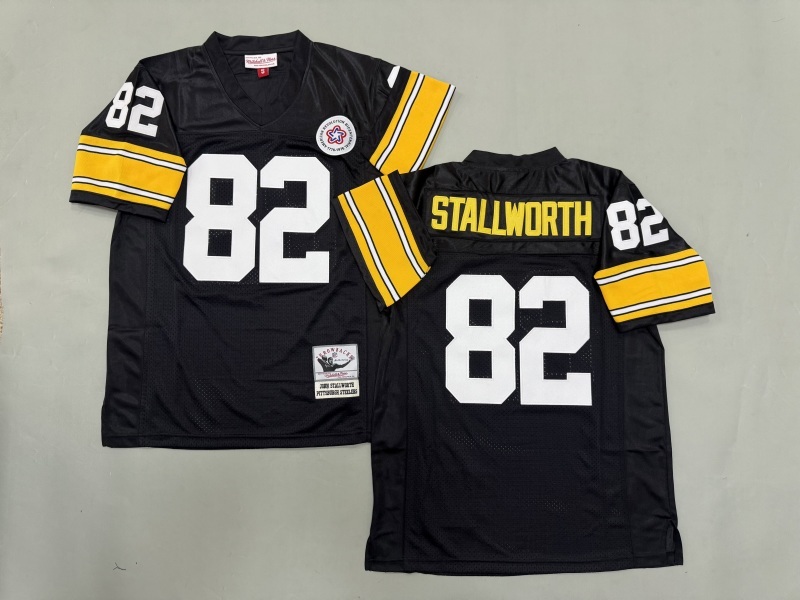 Men 2025 Pittsburgh Steelers #82 Stallworth black Throwback Limited NFL Jersey style 001